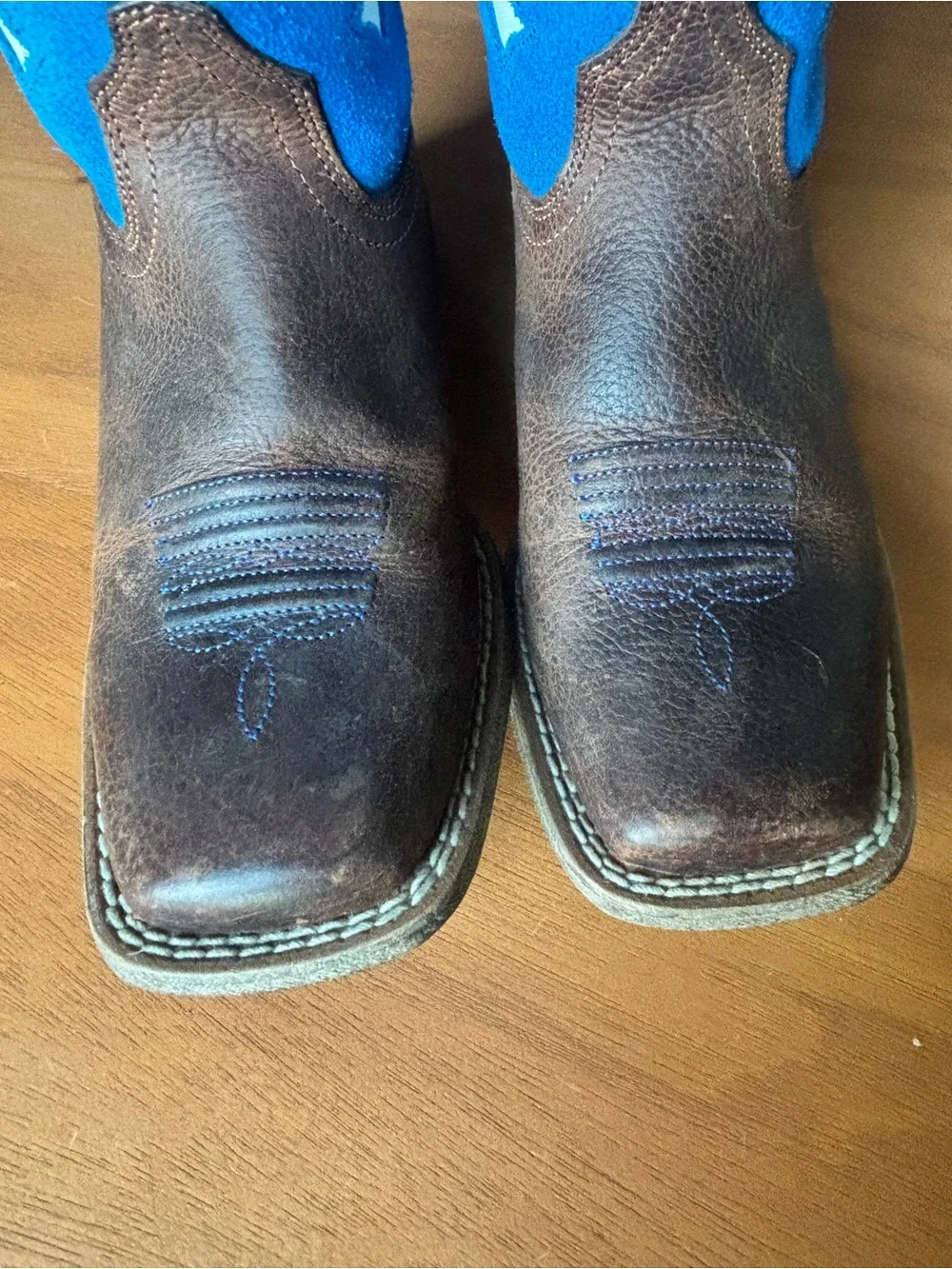 Ariat Ranchero Kids Patriotic Cowboy Boots Red Blue Suede Cross Youth Size 13